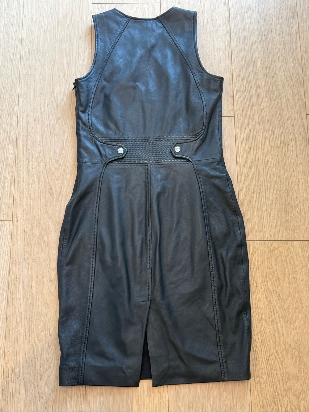 RARE Diesel Black 100% Sheepskin Leather Bodycon Dress Size S Designer Y2K - Picture 6 of 10